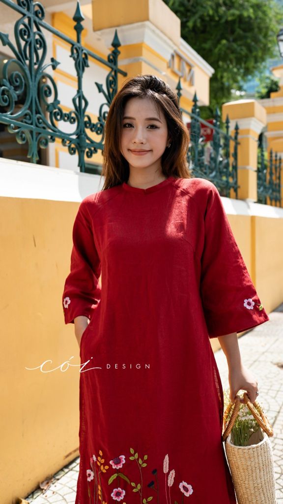 Áo dài Hoa Tường Vi Cói Design