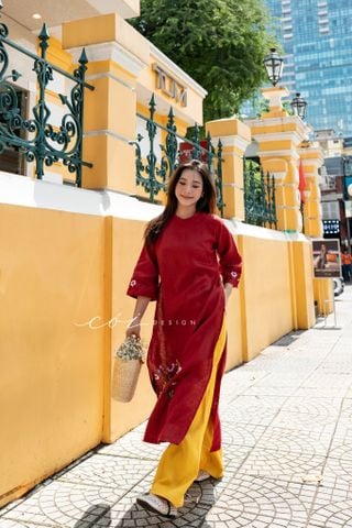 Áo dài Hoa Tường Vi Cói Design