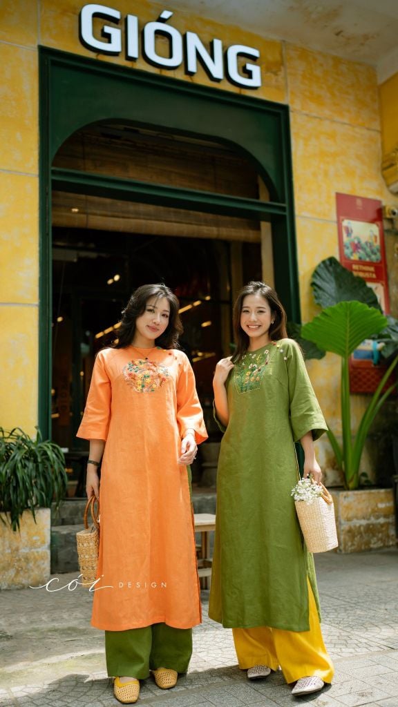 Áo dài Hoa Mộc Nhiên Cói Design