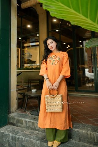 Áo dài Hoa Mộc Nhiên Cói Design