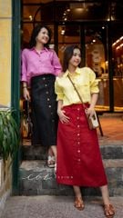 Áo cổ sơ mi 3 nút tay dài linen tưng premium Cói Design