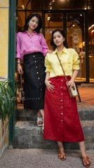 Áo cổ sơ mi 3 nút tay dài linen tưng premium Cói Design