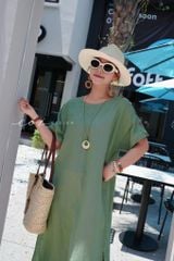 Đầm suông nút bọc màu kèm belt linen tưng premium Cói Design