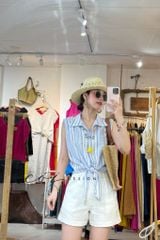 Áo sát nách thắt dây linen tưng premium Cói Design