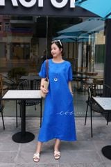 Đầm suông nút bọc màu kèm belt linen tưng premium Cói Design