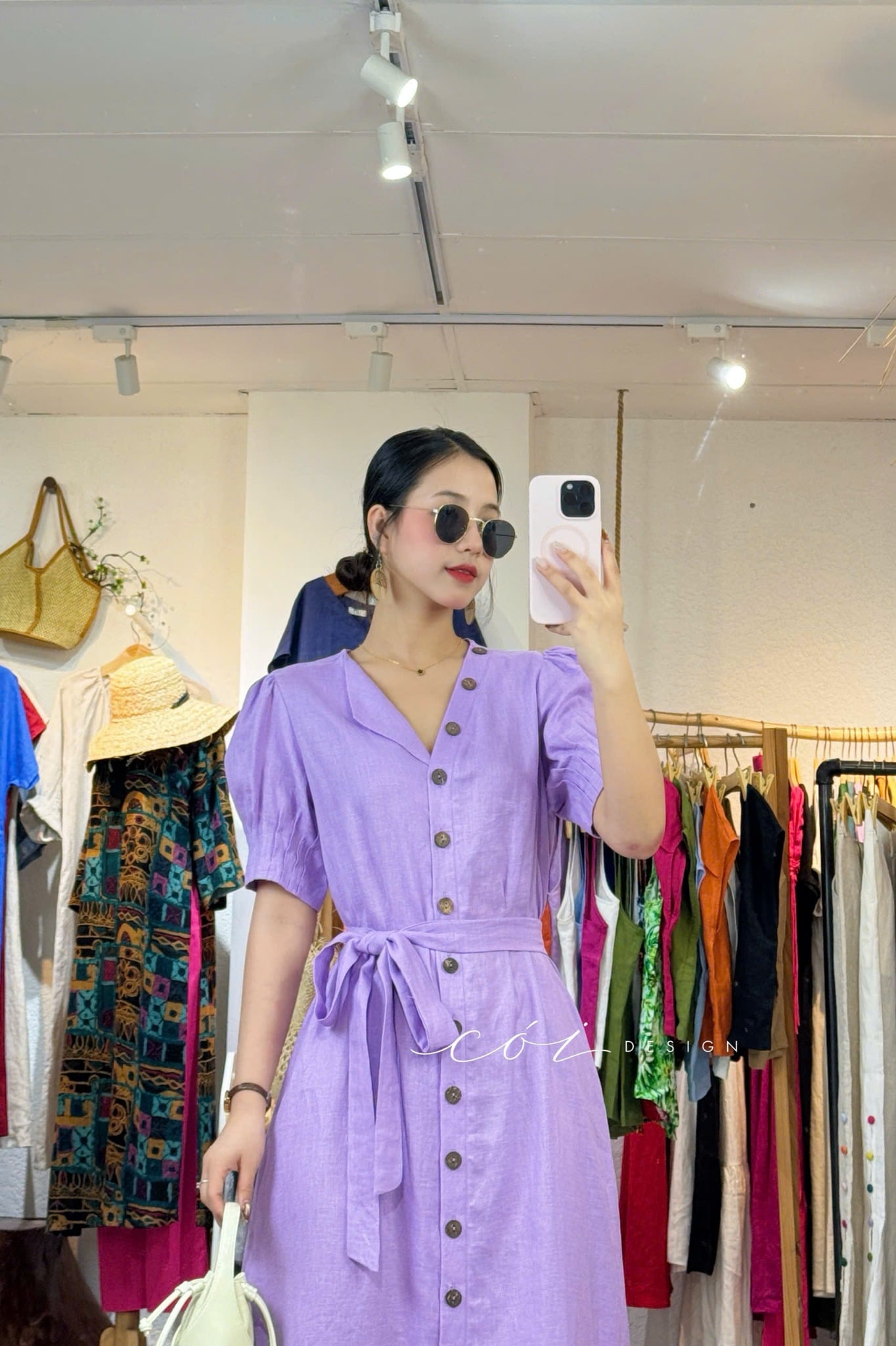 Đầm suông tt kèm belt linen tưng Cói Design