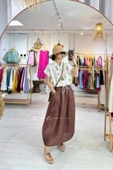 Chân váy dáng dài bo gấu linen tưng premium Cói Design