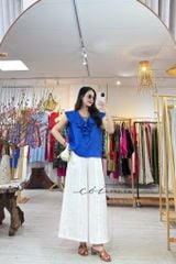 Áo cổ phối bèo linen tưng premium Cói Design