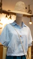 Áo sơ mi nút bọc tay liền Linen tưng premium Cói Design