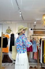 Áo tay phồng phối nơ lưng linen tưng premium Cói Design