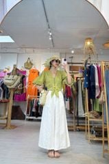 Áo croptop tay bí phối dây linen Cói Design