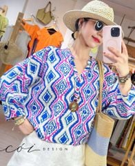 Áo cổ trụ 19 nút bọc màu Linen tưng premium Cói Design