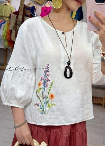 Áo thêu hoa hướng dương trong nắng Cói Design