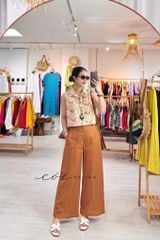Quần suông phối bèo lai túi linen tưng premium Cói Design