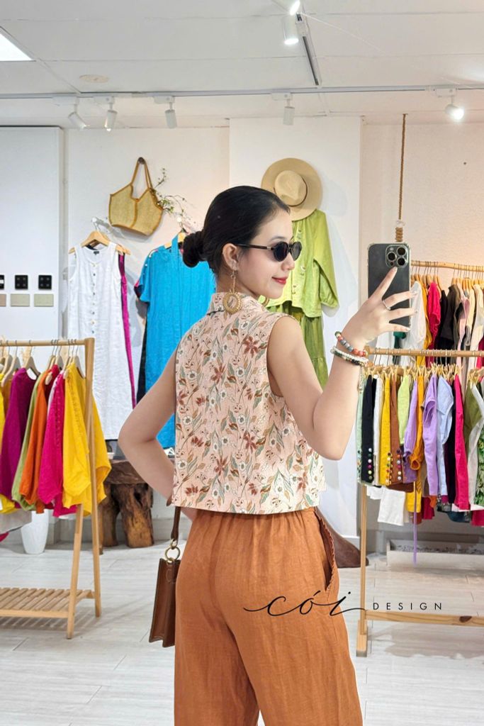 Quần suông phối bèo lai túi linen tưng premium Cói Design