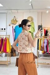 Quần suông phối bèo lai túi linen tưng premium Cói Design