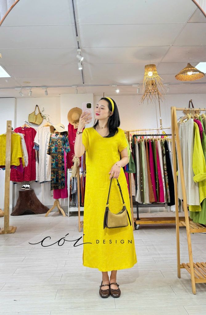 Đầm suông xoắn lưng linen tưng premium Cói Design