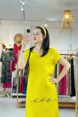 Đầm suông xoắn lưng linen tưng premium Cói Design