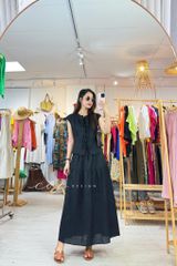 Áo cổ tròn phối nơ linen tưng premium Cói Design