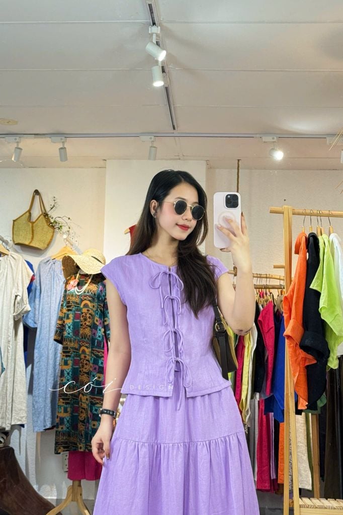 Chân váy dáng dài 1 tầng linen tưng premium Cói Design