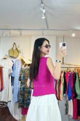 Áo sát nách phối nơ linen tưng premium Cói Design