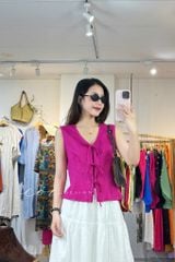 Áo sát nách phối nơ linen tưng premium Cói Design