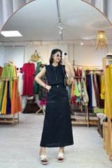 Chân váy xẻ 2 bên linen tưng premium Cói Design