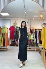 Chân váy xẻ 2 bên linen tưng premium Cói Design