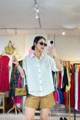 Áo sơ mi form suông phối nút lưng linen tưng premium Cói Design