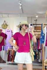 Áo xoắn lưng linen tưng premium Cói Design