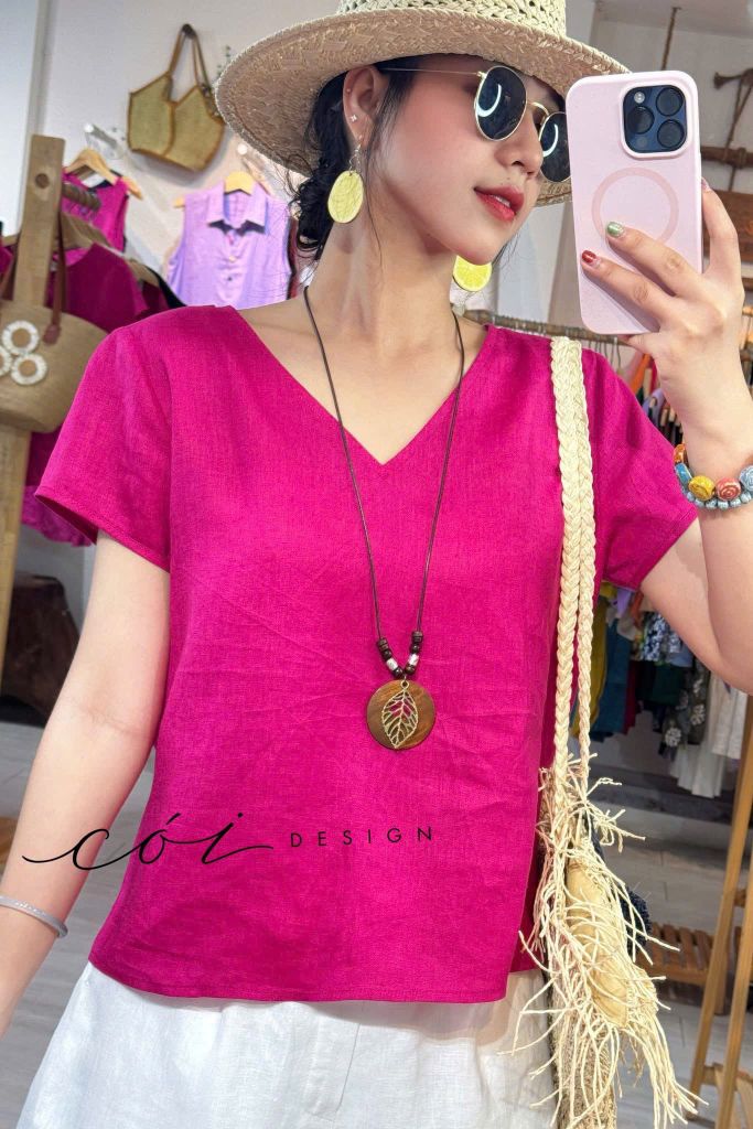 Áo xoắn lưng linen tưng premium Cói Design