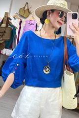 Áo tay phồng phối nơ lưng linen tưng premium Cói Design