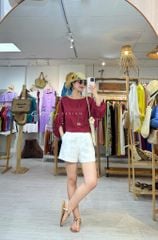 Áo tay phồng phối nơ lưng linen tưng premium Cói Design