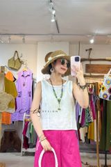 Áo sát nách nút bọc lưng (khuy dây) linen tưng premium Cói Design