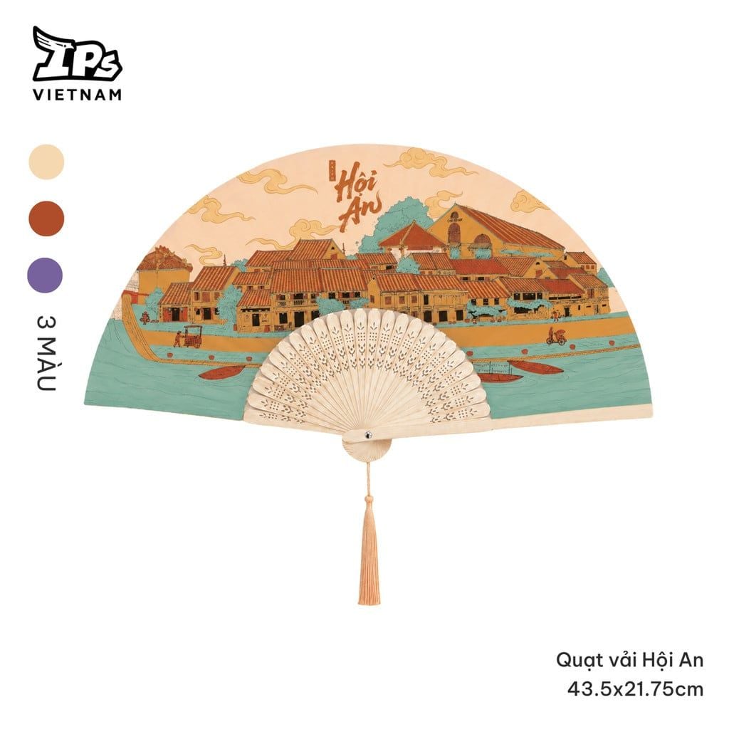  Quạt tay vải họa tiết Phố Cổ Hội An IP Hội An Mer – 43.5x21.75 cm 