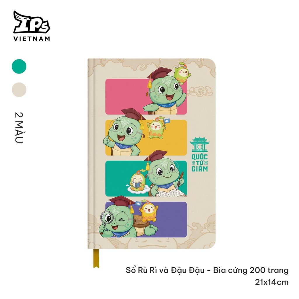  Sổ Rù Rì và Đậu Đậu màu Kem - Bìa cứng 200 trang 21x14cm 
