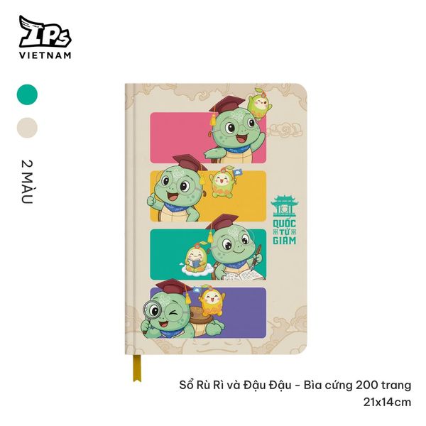  Sổ Rù Rì và Đậu Đậu màu Kem - Bìa cứng 200 trang 21x14cm 