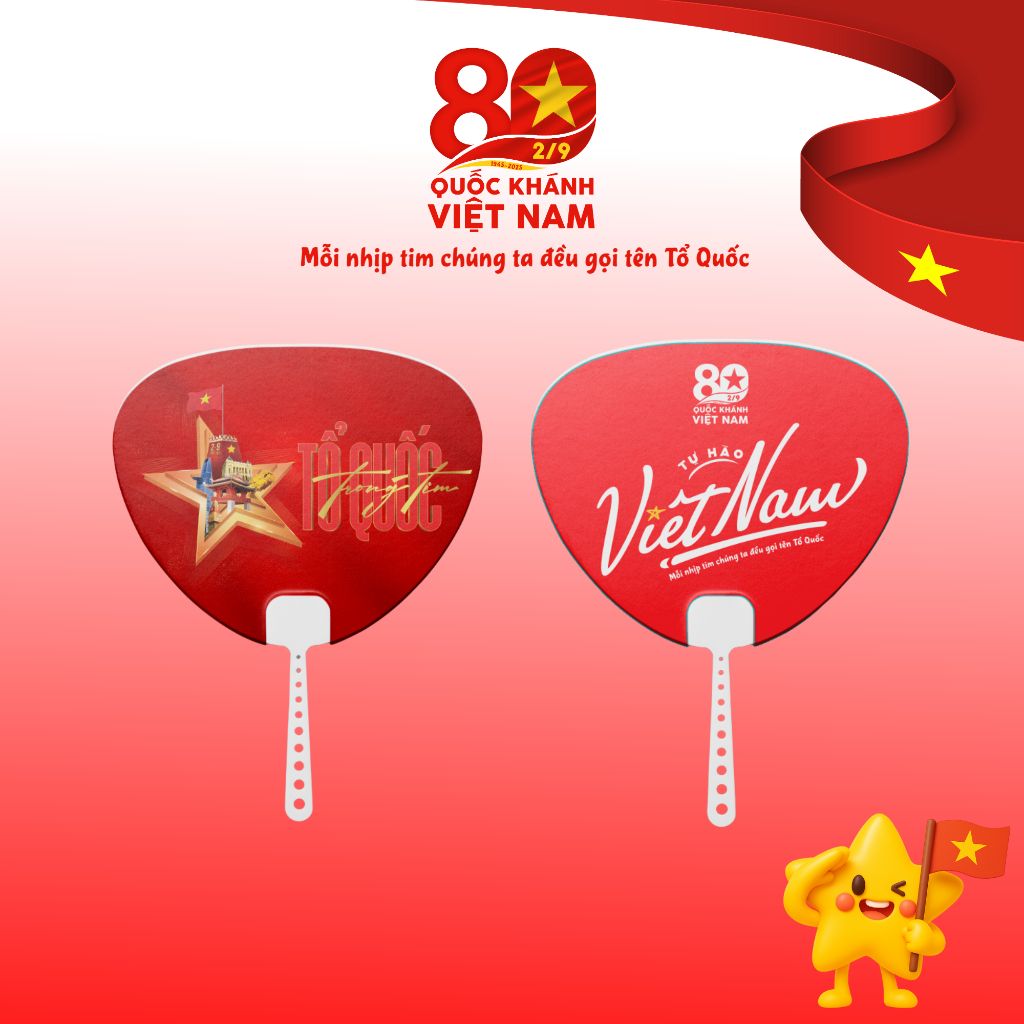  Quạt nhựa cầm tay in logo Tổ Quốc trong tim – Kỷ niệm 80 năm Quốc Khánh Việt Nam– Concert Quốc Gia 2025 