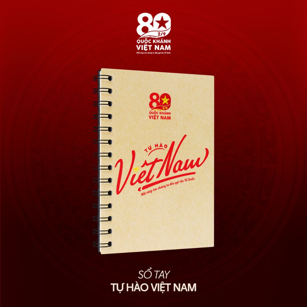  Sổ tay lò xo 13.5x18cm chủ đề Tổ Quốc – Việt Nam | Thiết kế kỷ niệm Quốc Khánh 2/9 bìa in Tự hào Việt Nam / Tổ quốc tron 