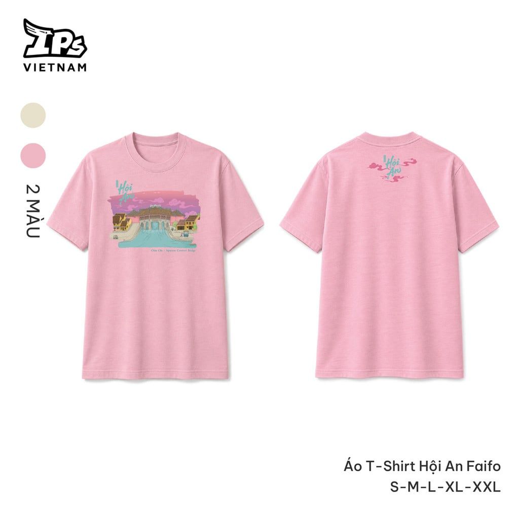  Áo T-Shirt Hội An Faifo màu Hồng in hoạ tiết IP Hội An Mer 