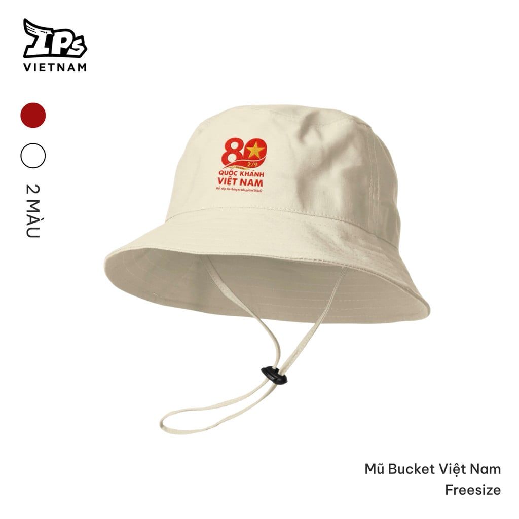  Mũ Bucket Concert Quốc Gia 2025 dạng dây rút 2 màu Trắng - Kỷ niệm 80 năm Quốc Khánh Việt Nam 