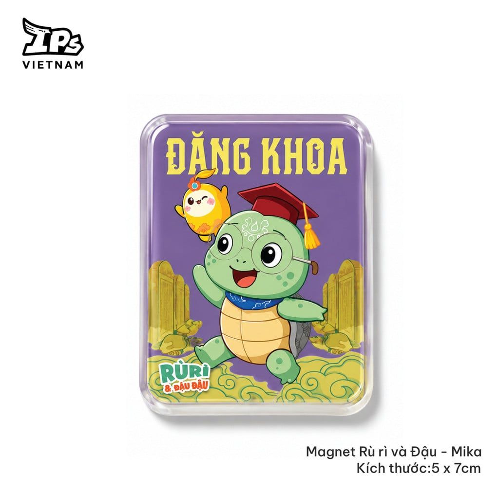 Magnet đính tủ lạnh màu Tím in hoạ tiết Rù Rì và Đậu Đậu 