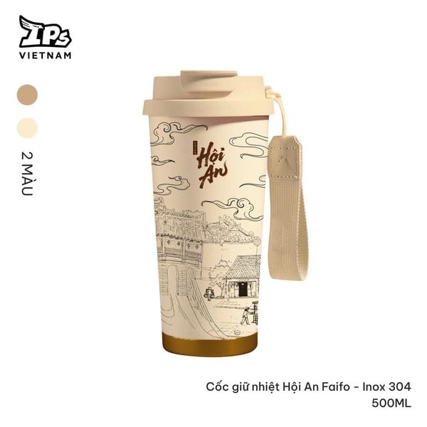  Cốc nước giữ nhiệt hoạ tiết Mắt cửa Hội An IP Hội An Mer Inox 304 500ml 