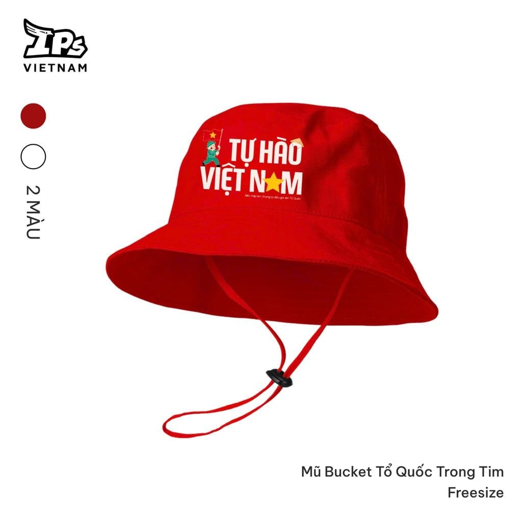  Mũ Bucket Concert Quốc Gia 2025 dạng dây rút 2 màu Đỏ - Kỷ niệm 80 năm Quốc Khánh Việt Nam 