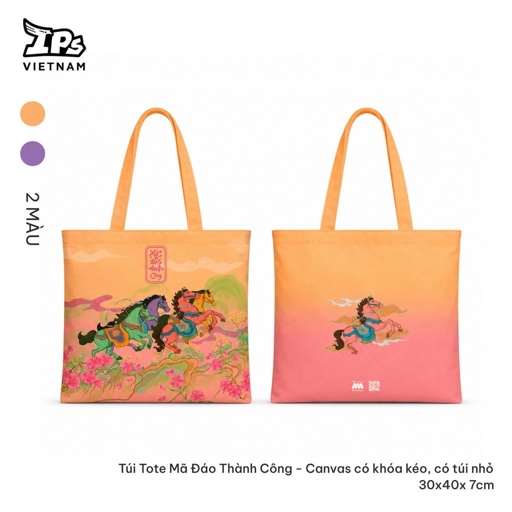  Túi vải canvas màu Pastel hoạ tiết IP Mã đáo thành công – ANS004 