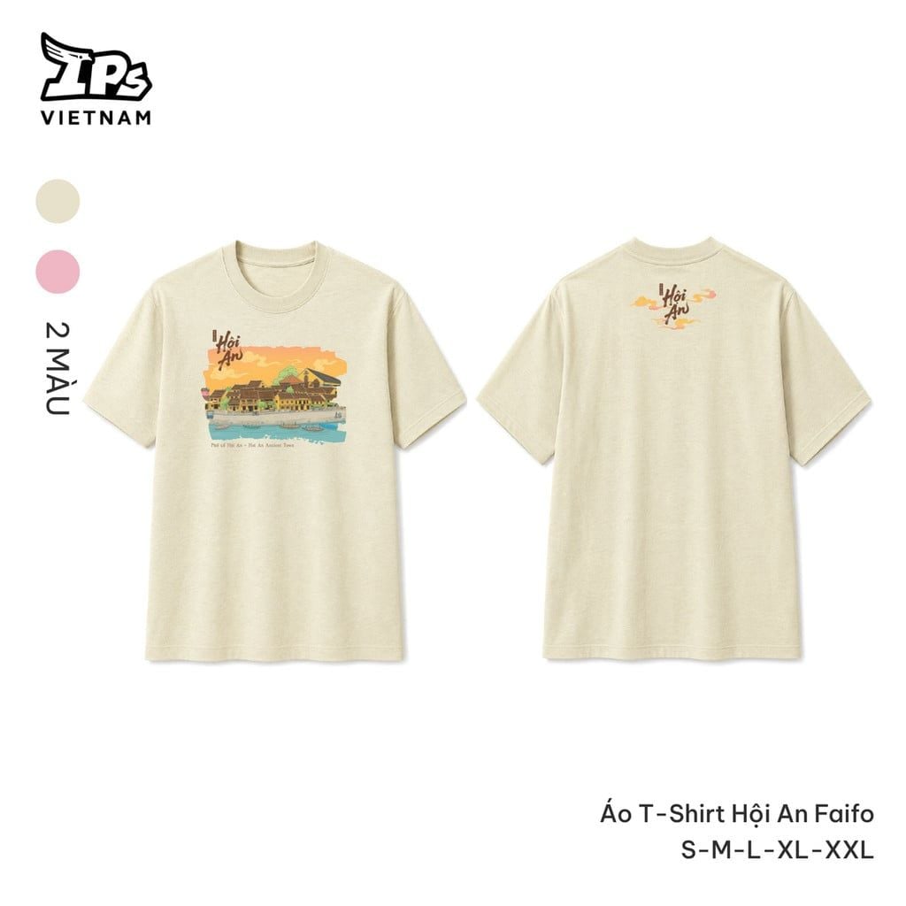  Áo T-Shirt Hội An Faifo màu Hồng in hoạ tiết IP Hội An Mer 