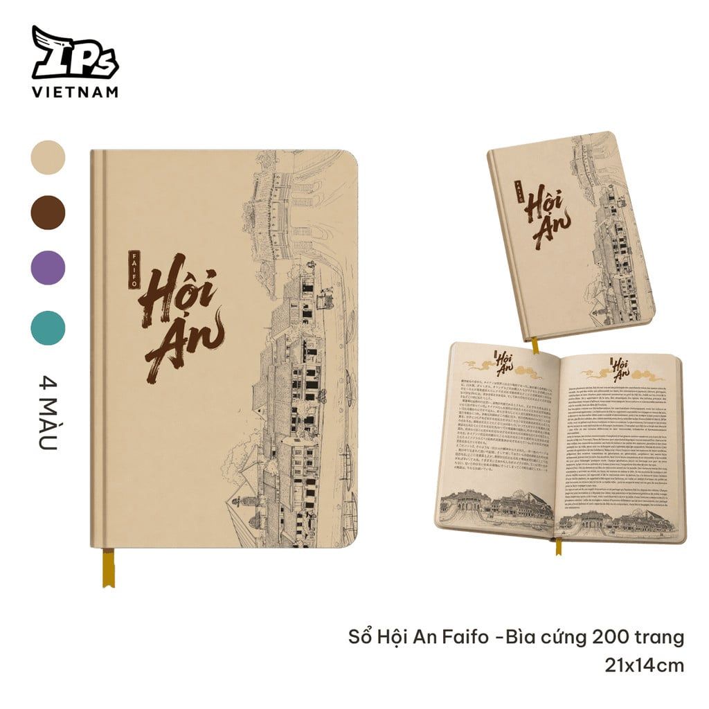  Sổ mắt cửa Hội An Faifo màu Nâu Nhạt - Bìa cứng 200 trang 21x14cm 