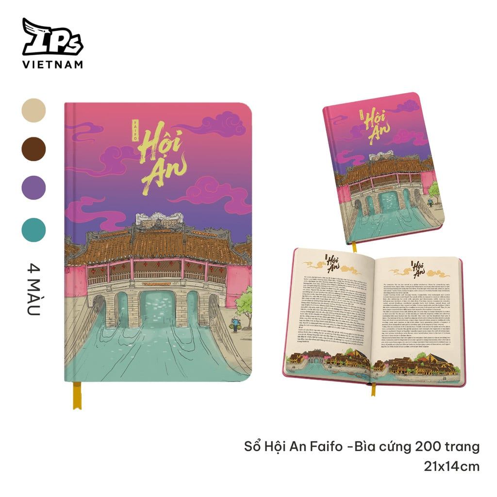  Sổ mắt cửa Hội An Faifo màu Tím - Bìa cứng 200 trang 21x14cm 