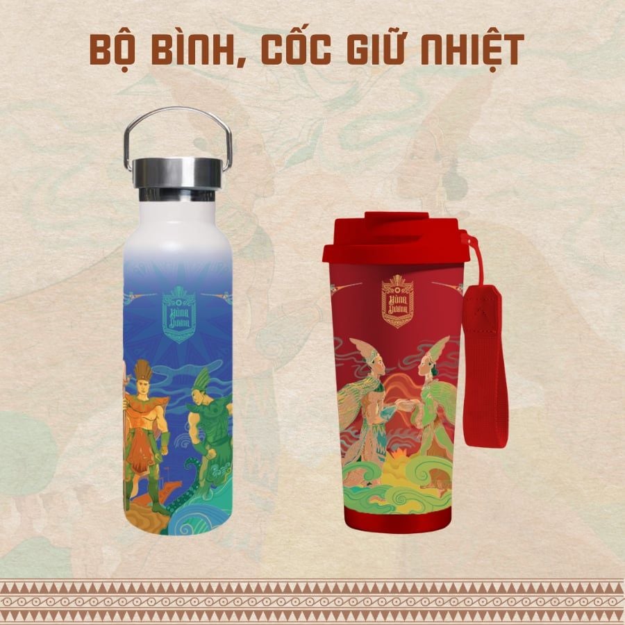  Cốc Nước/Bình nước giữ nhiệt inox 304 họa tiết IP Hùng Vương 500ml (AHV-015, AHV-016) 
