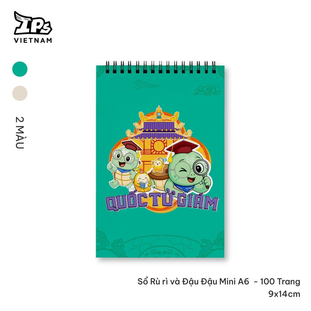  Sổ tay gáy xoắn màu Kem Rù Rì và Đậu Đậu 100 trang kích thước 9 x 14 cm 